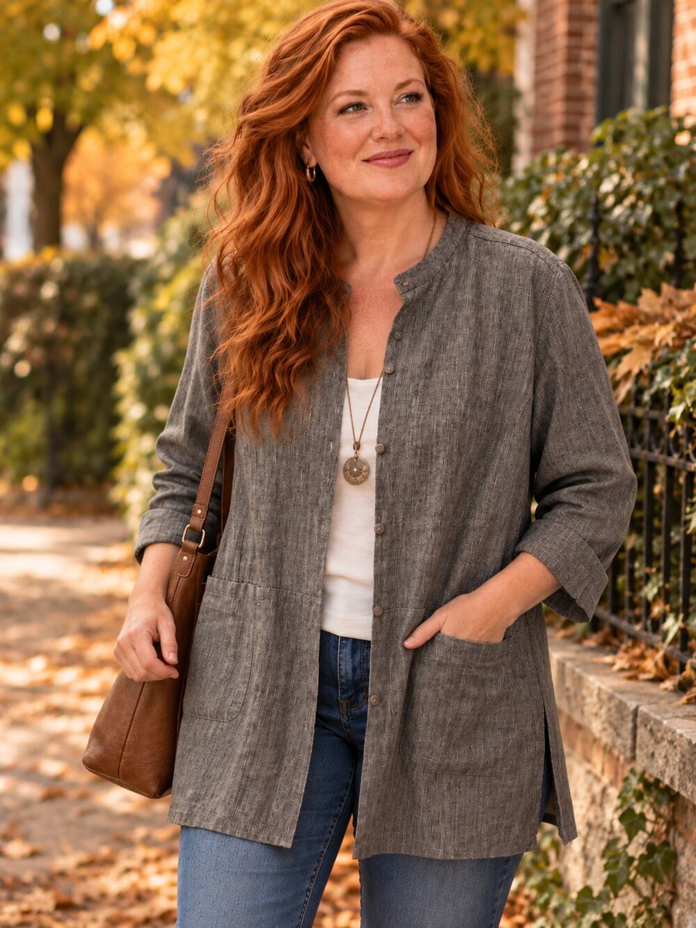 Eileen Fisher Woman 2X Green 100% Linen Relaxed Button Front Jacket